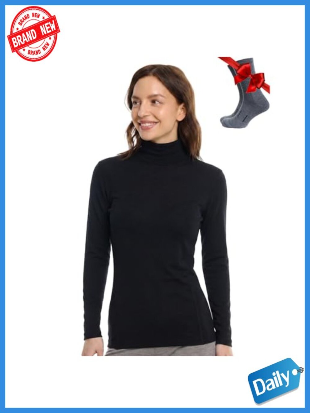 Merino Wool Base Layer Women Turtleneck Long Sleeve Thermal Shirt
